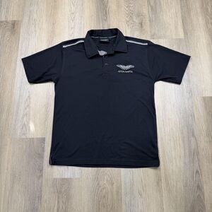 Aston Martin Polo Shirt Mens Large Black F1 Racing Short Sleeve 100% Cotton